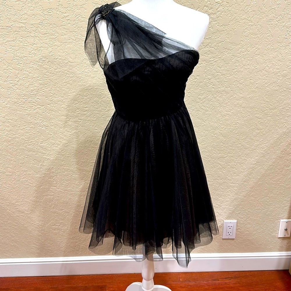 BCBG Max Azria Black Cocktail Dress One Shoulder